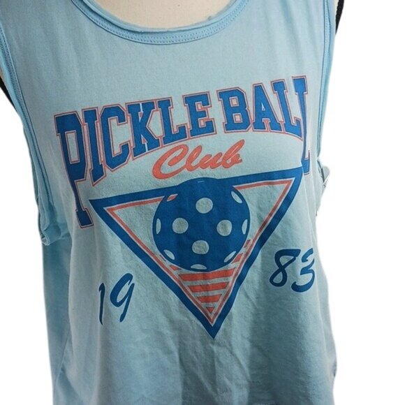 Isaac Morris Tank Top Retro Pickle Ball Club Blue Womens Size Medium - Picture 4 of 7